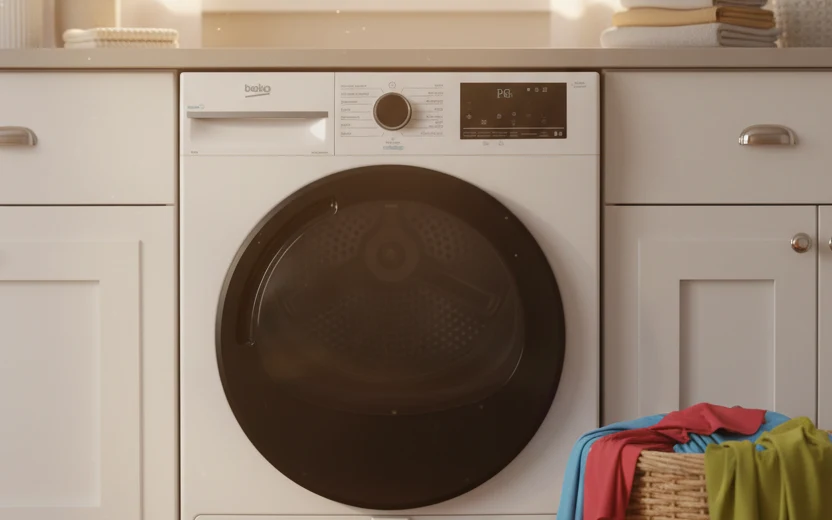 Avis Beko D3H210D93WD : sèche-linge Beko 10 kg dans une buanderie
