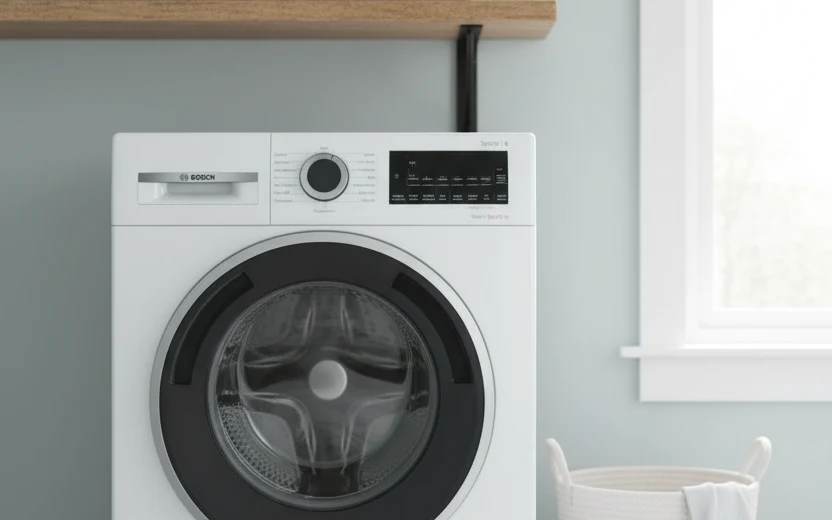 Avis Bosch WNG24402FR : lave-linge séchant Bosch dans une buanderie