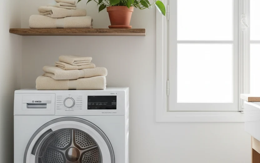 Avis Bosch WTH8520SFR : sèche-linge Bosch dans une buanderie