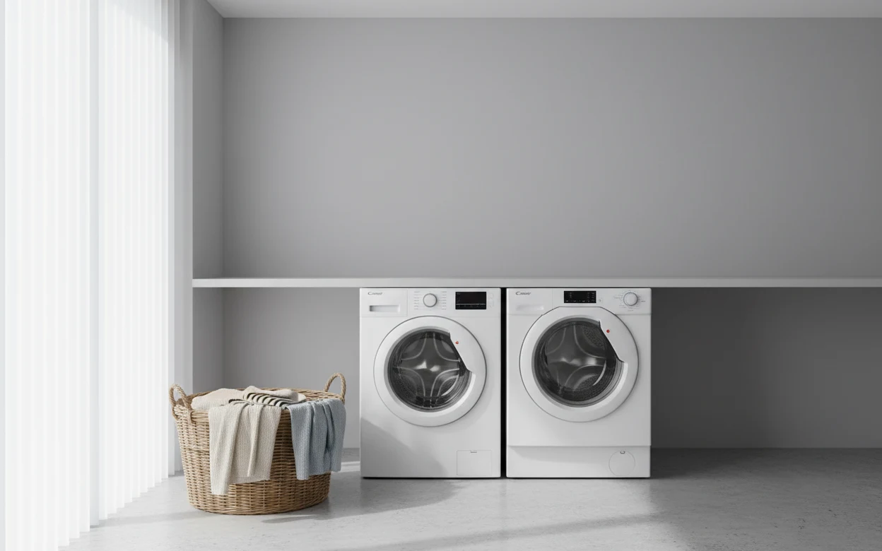 Avis Candy CBD 485D1E/1-S : lave-linge séchant Candy 8 kg kg dans une buanderie