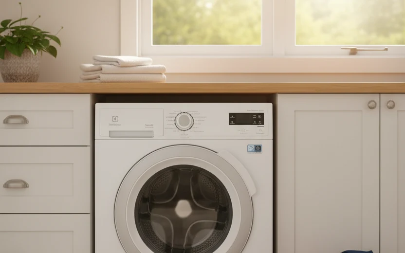 Avis Electrolux EWW1687SWD : lave-linge séchant Electrolux dans une buanderie