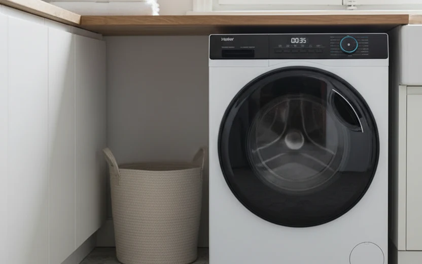 Avis Haier HWD100-B14939-FR : lave-linge séchant Haier 10 kg kg dans une buanderie